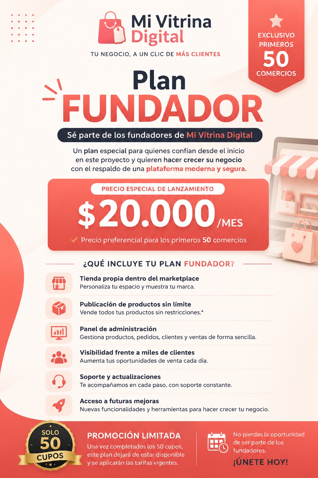Plan FUNDADOR – Exclusivo para los primeros 50 comercios